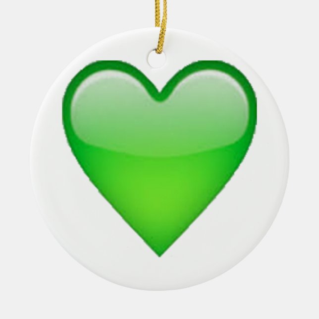 Grünes Herz - Emoji Keramikornament (Vorne)