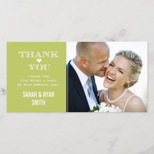 Grünes Herz-Hochzeits-Foto danken Ihnen Karten
