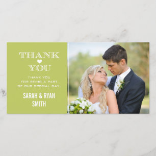 Grünes Herz-Hochzeits-Foto danken Ihnen Karten