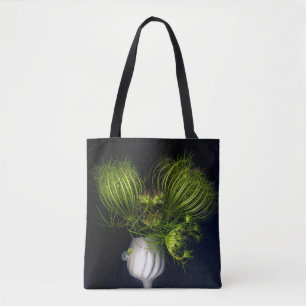Grünes Herz in schwarz Tasche