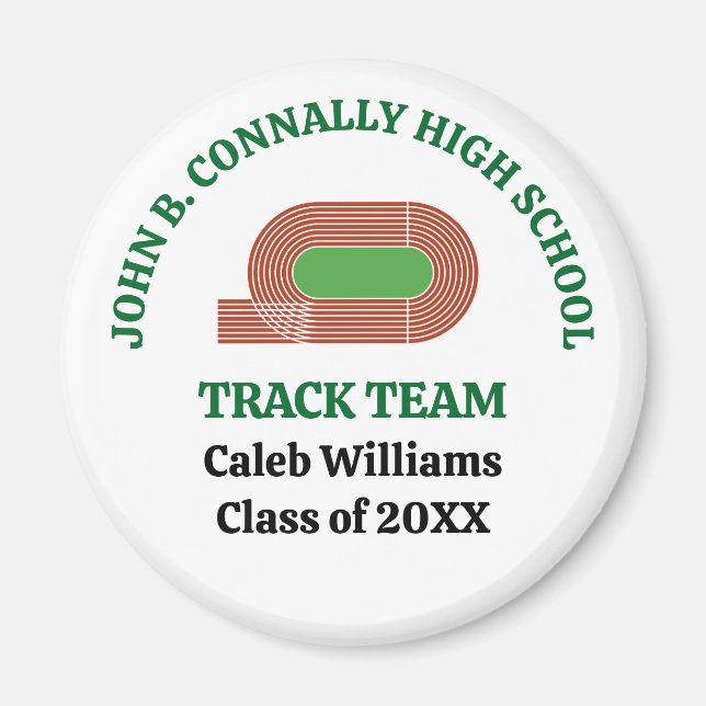 Grünes High School Track Team Custom Runner Magnet (Vorne)