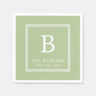 Grünes Hochzeitspapier Napkins auf personalisierte Serviette