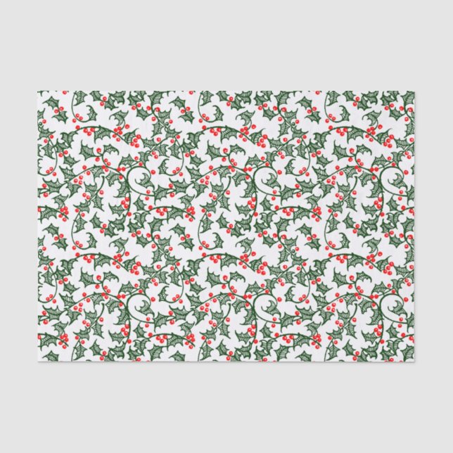 Grünes Holy mit Red Berries Tissue Paper Seidenpapier (Vorderseite)
