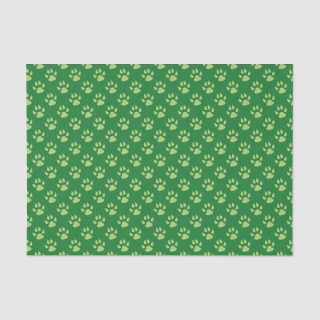 Grünes Hundetatzen-Druck-Weihnachtsseidenpapier Seidenpapier (Vorderseite)