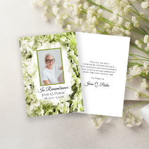 Grünes Hydrangea-Blume Wasserfarben Beerdigung Bei Dankeskarte