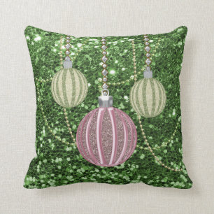Grünes Imitat-Glitzer-Rosa &Green Kissen