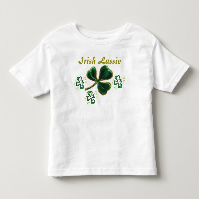 Grünes Imitat-Samt-Klee-Iren-Mädchen Kleinkind T-shirt (Vorderseite)