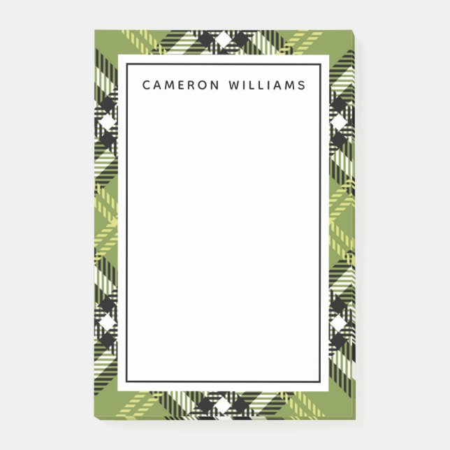 Grünes irisches kariertes Muster Post-it Klebezettel (Vorderseite)