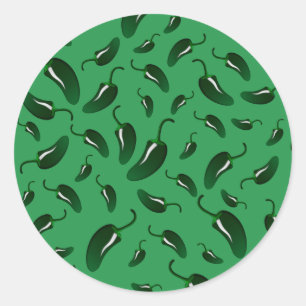 Grünes Jalapeno-Paprikaschotenmuster Runder Aufkleber