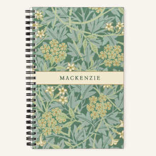 Grünes Jasmin-Blumenmuster Notizbuch