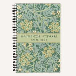 Grünes Jasmin-Blumenmuster-Skizzenbuch Notizbuch