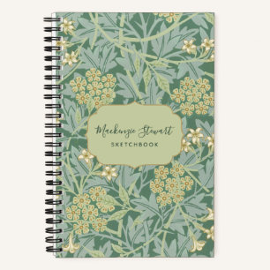 Grünes Jasmin-Blumenmuster-Skizzenbuch Notizbuch