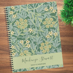 Grünes Jasmin-Blumenmuster-Skizzenbuch Notizbuch