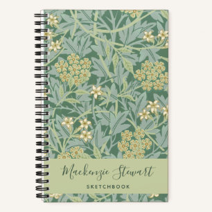 Grünes Jasmin-Blumenmuster-Skizzenbuch Notizbuch
