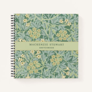 Grünes Jasmin-Blumenmuster-Skizzenbuch Notizbuch