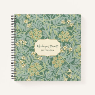 Grünes Jasmin-Blumenmuster-Skizzenbuch Notizbuch