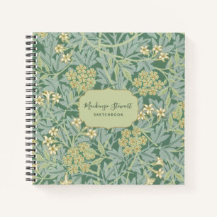 Grünes Jasmin-Blumenmuster-Skizzenbuch Notizbuch