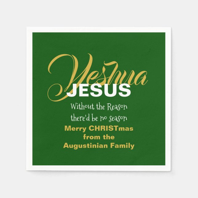Grünes JESUS-GRÜNDE: Weihnachtszeitung Serviette (Vorderseite)