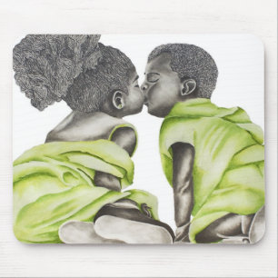 Grünes Jungen-Mädchen 1 Mousepad