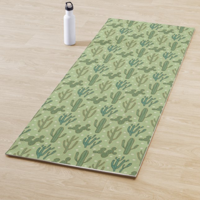 Grünes Kaktus-Muster SüdwestGeo-Schritt-| Yogamatte (Beispiel)