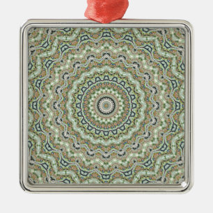 Grünes Kaleidoskop Silbernes Ornament