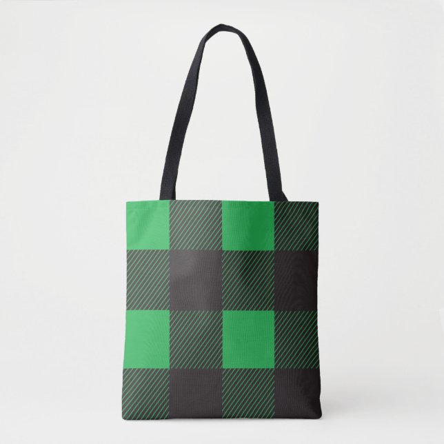 Grünes kariertes Muster Tasche (Vorderseite)