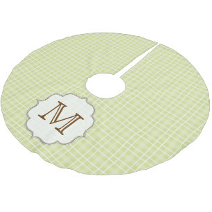 Grünes Kariertes Tartan Monogram, Initial Tree Ski Polyester Weihnachtsbaumdecke