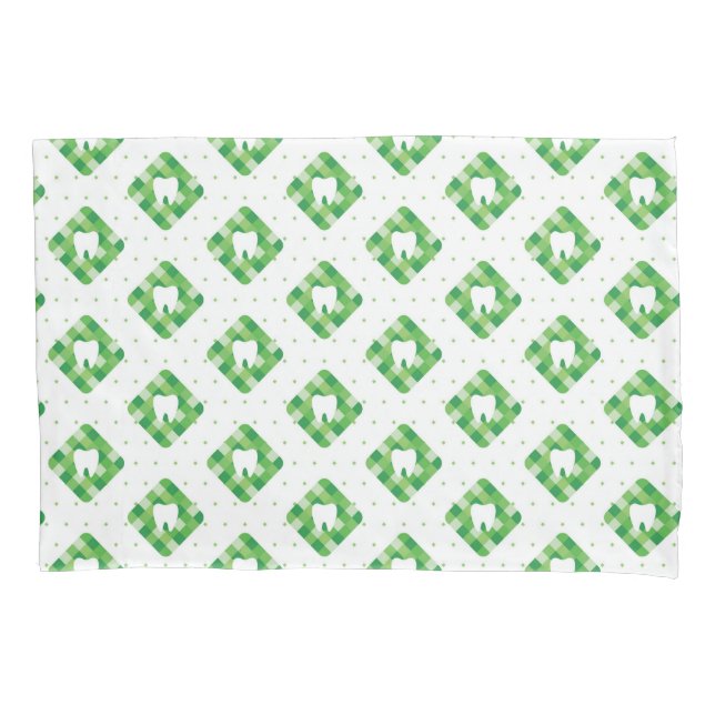 Grünes kariertes Zahn-Muster Kissenbezug (Vorderseite-Links)