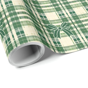 Grünes Karo Coquette Schleife Weihnachten Geschenkpapier