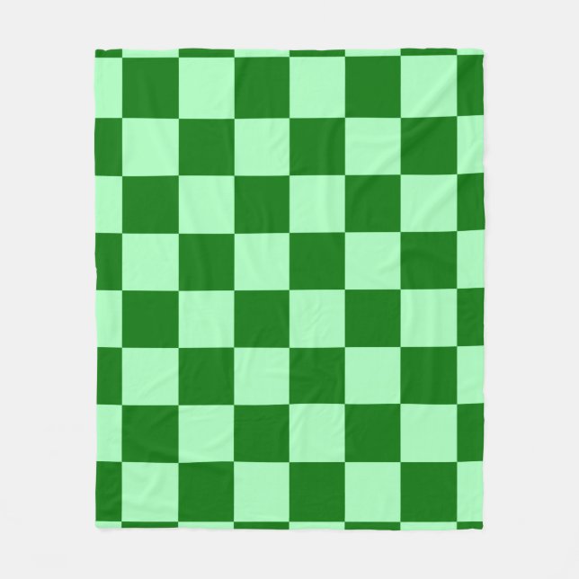 Grünes Karo-Quadrat nahtloses Muster Fleecedecke (Vorderseite)