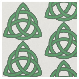 Grünes keltisches Knoten-Triquetra-Muster Stoff
