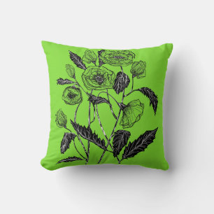 Grünes Kissen mit Blume - Benutzerdefinierte Farbe