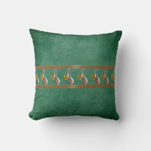 Grünes Kissen mit goldenem Winkeldesign
