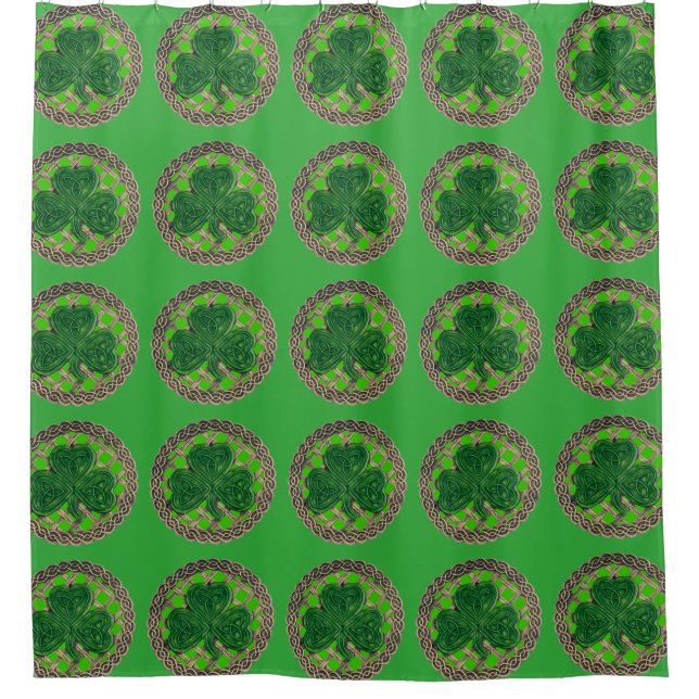 Grünes Kleeblatt auf dem Duschvorhang mit keltisch (Vorderseite)