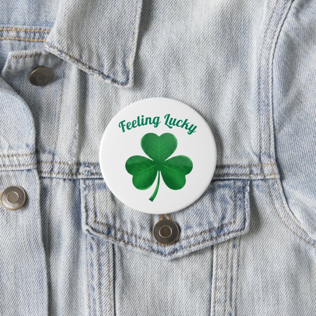 Grünes Kleeblatt-Fühl-dich-glücklich-St.-Patricks- Button (Beispiel)