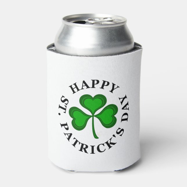 Grünes Kleeblatt GLÜCKLICH ST. PATRICK'S DAY Dosenkühler (Kanne Vorderseite)