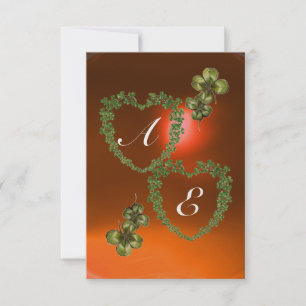 GRÜNES KLEEBLATT HERZEN MONOGRAMM weiß, orange Ankündigung