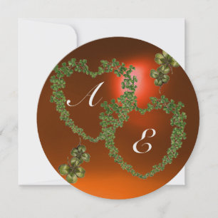 GRÜNES KLEEBLATT HERZEN MONOGRAMM weiß, orange Ankündigung