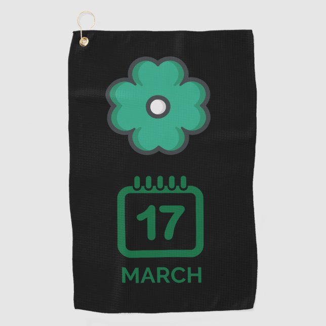 Grünes Kleeblatt Klee für St. Patrick's     DayGol Golfhandtuch (Vorderseite)