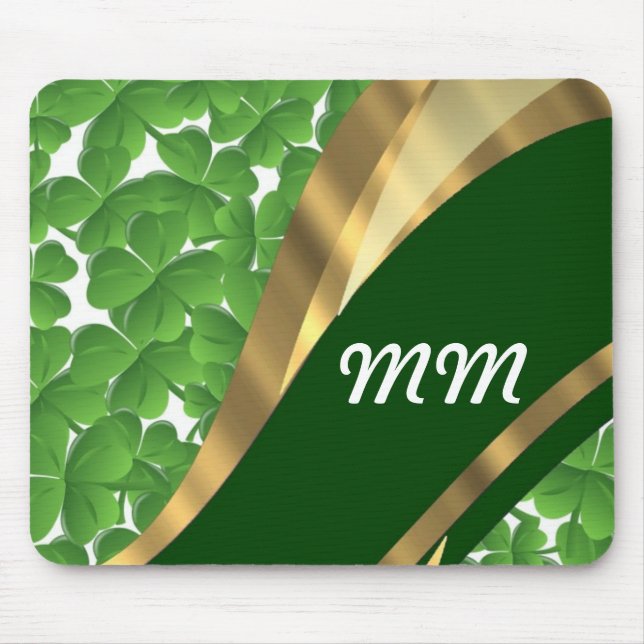 Grünes Kleeblatt Mousepad (Vorne)