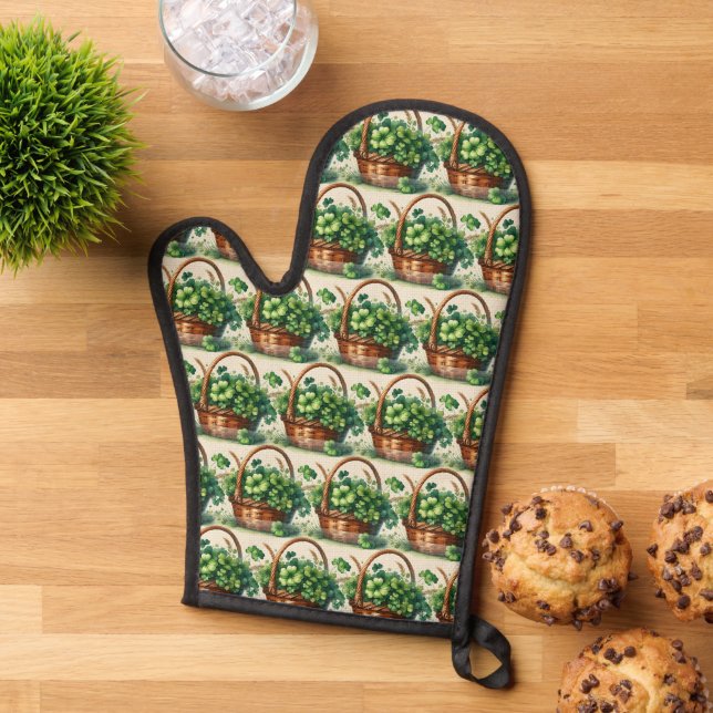 Grünes Kleeblatt Oven Mitt und Pot Holder Ofenhandschuh (Oben unten)