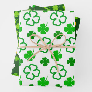 Grünes Kleeblatt: Patrick's Day Wrapping Paper Geschenkpapier Set