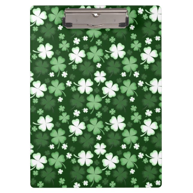 Grünes Kleeblatt, St. Patrick's Day Klemmbrett (Vorderseite)