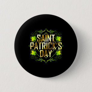 Grünes Kleeblatt und Golden Letters St. Patricks Button