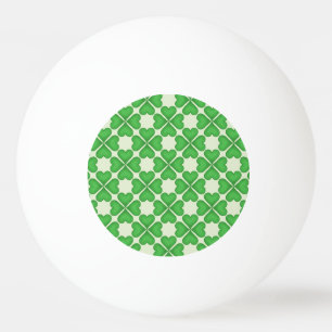 Grünes Kleeblatt-Vierblattklee-Herzen-Muster Tischtennisball