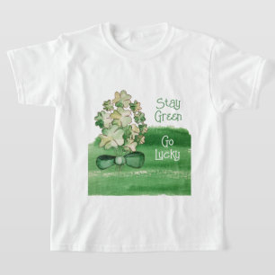 Grünes Kleeblatt Wasserfarbe T-Shirt