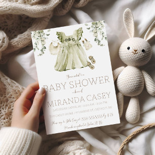 Grünes Kleid Boho-Baby-Party Einladung