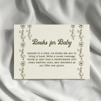 Grünes kleines Wildblumen-Baby-Shower-Buch-Anfrage Begleitkarte