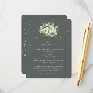 Grünes Knöterich- und Eukalyptus-Strauß Hochzeitsd Begleitkarte