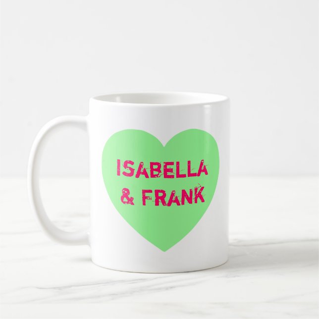 Grünes Konversationsherz Kaffeetasse (Links)
